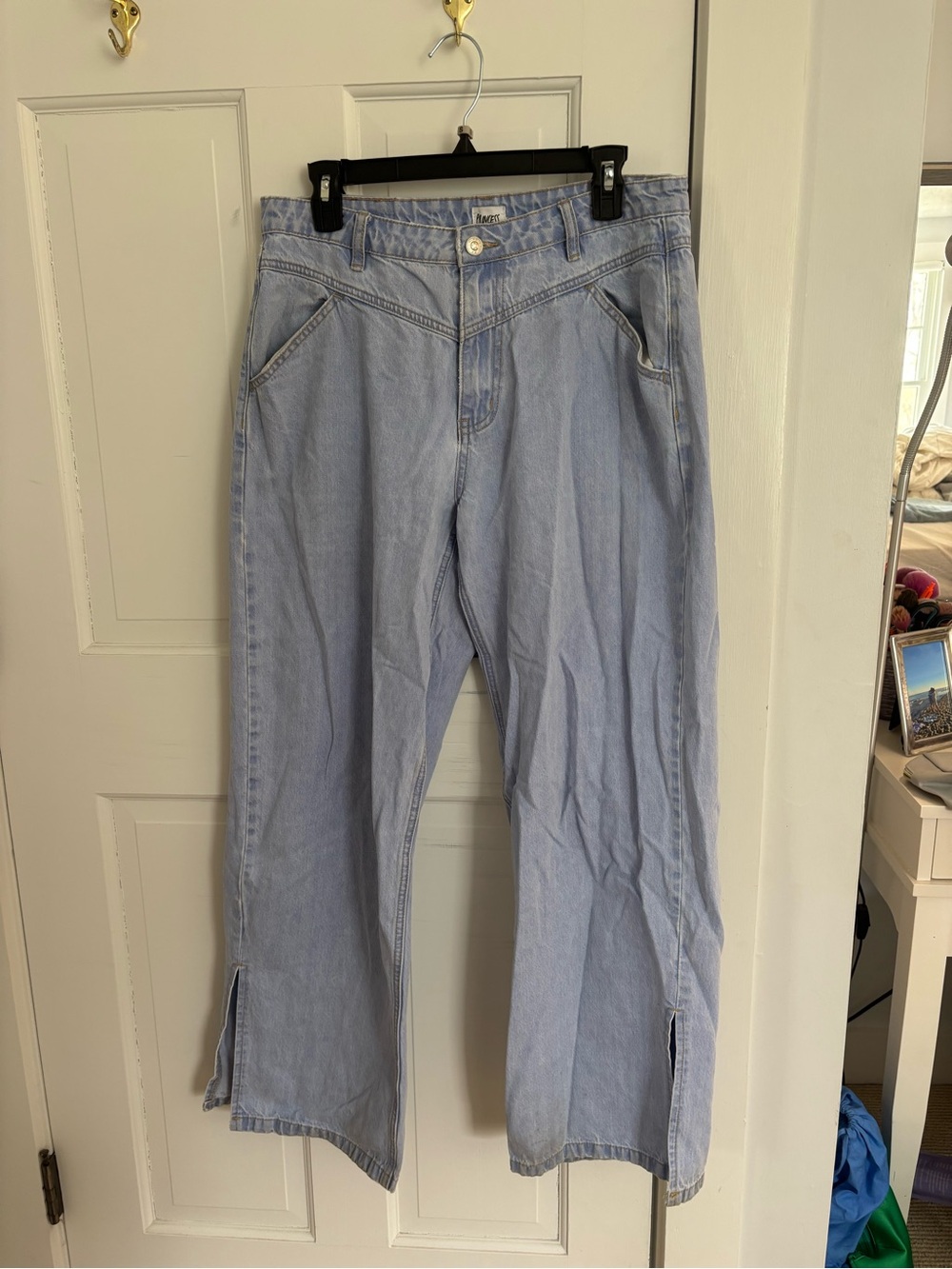 Princess Polly Light Blue Flare Wide Leg Jeans